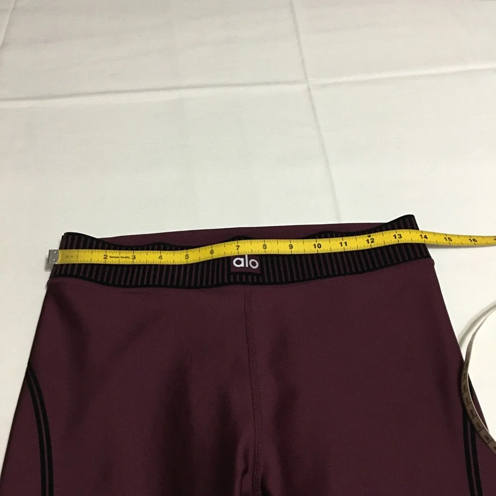 Alo Yoga Leggings Women Medium Burgundy Side Stripe Athletic